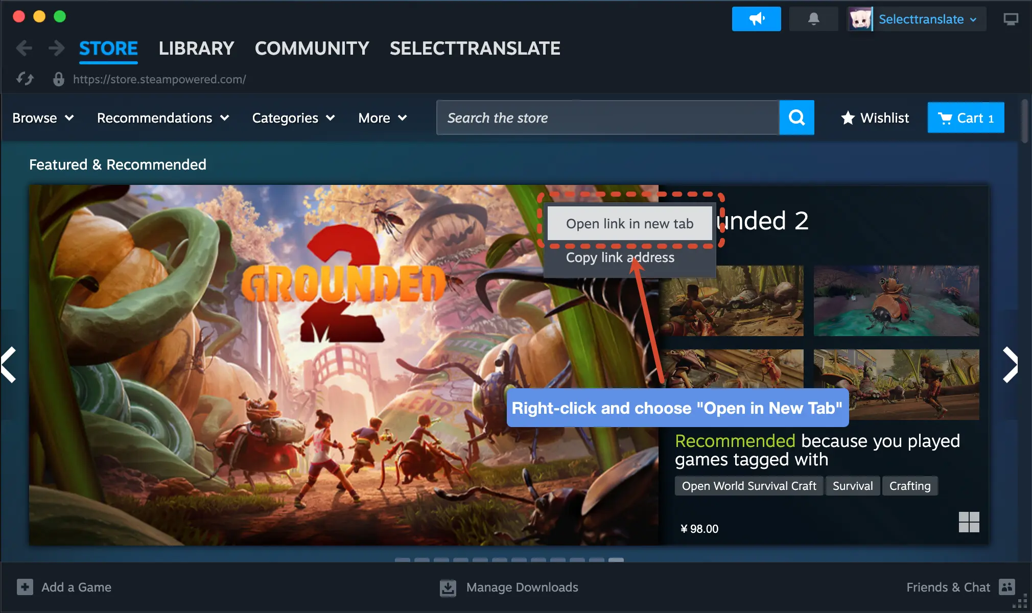 2. Installieren Sie SelectTranslate in Steam über die Datei CRX (illustriertes Tutorial)